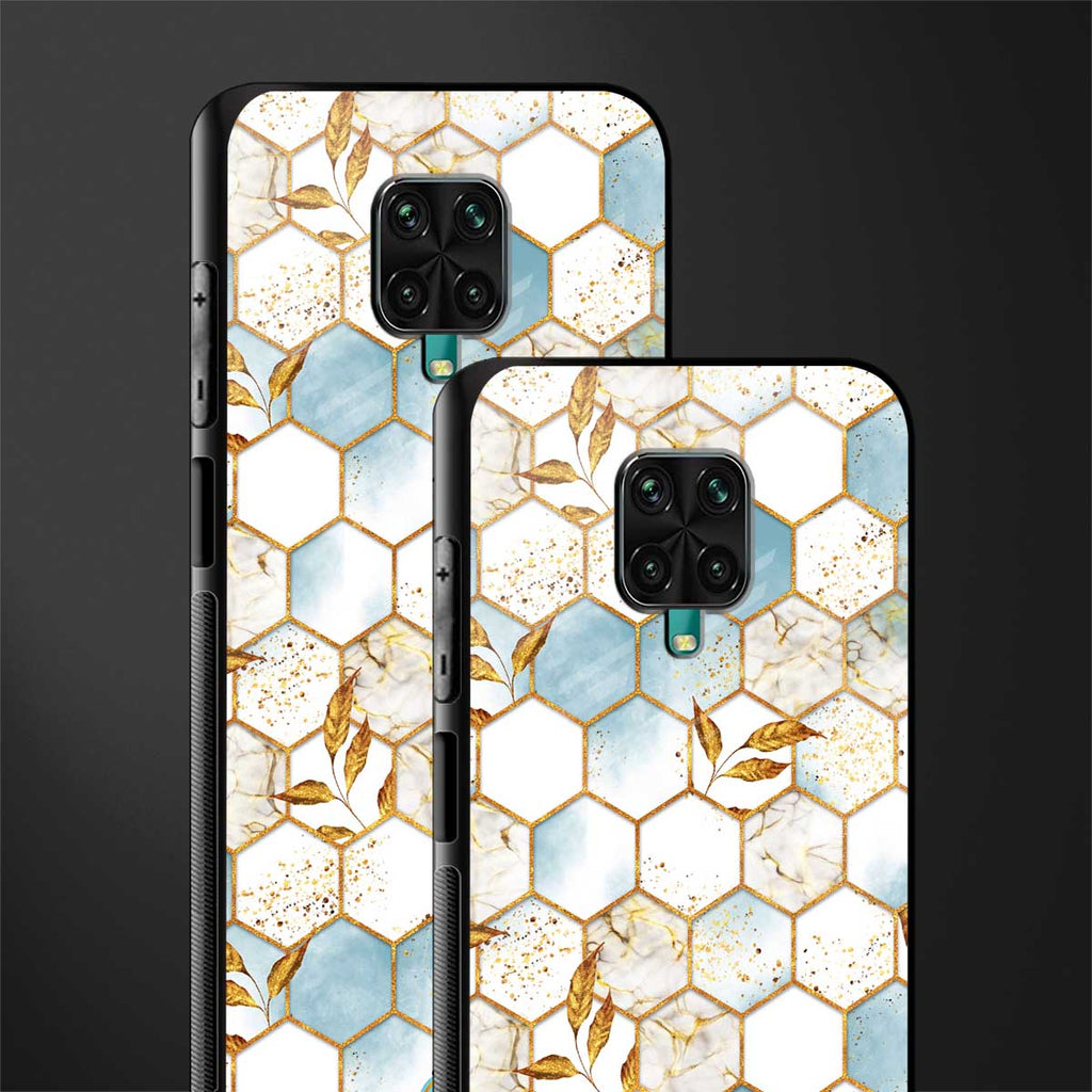 white marble tiles glass case for redmi note 9 pro image-2