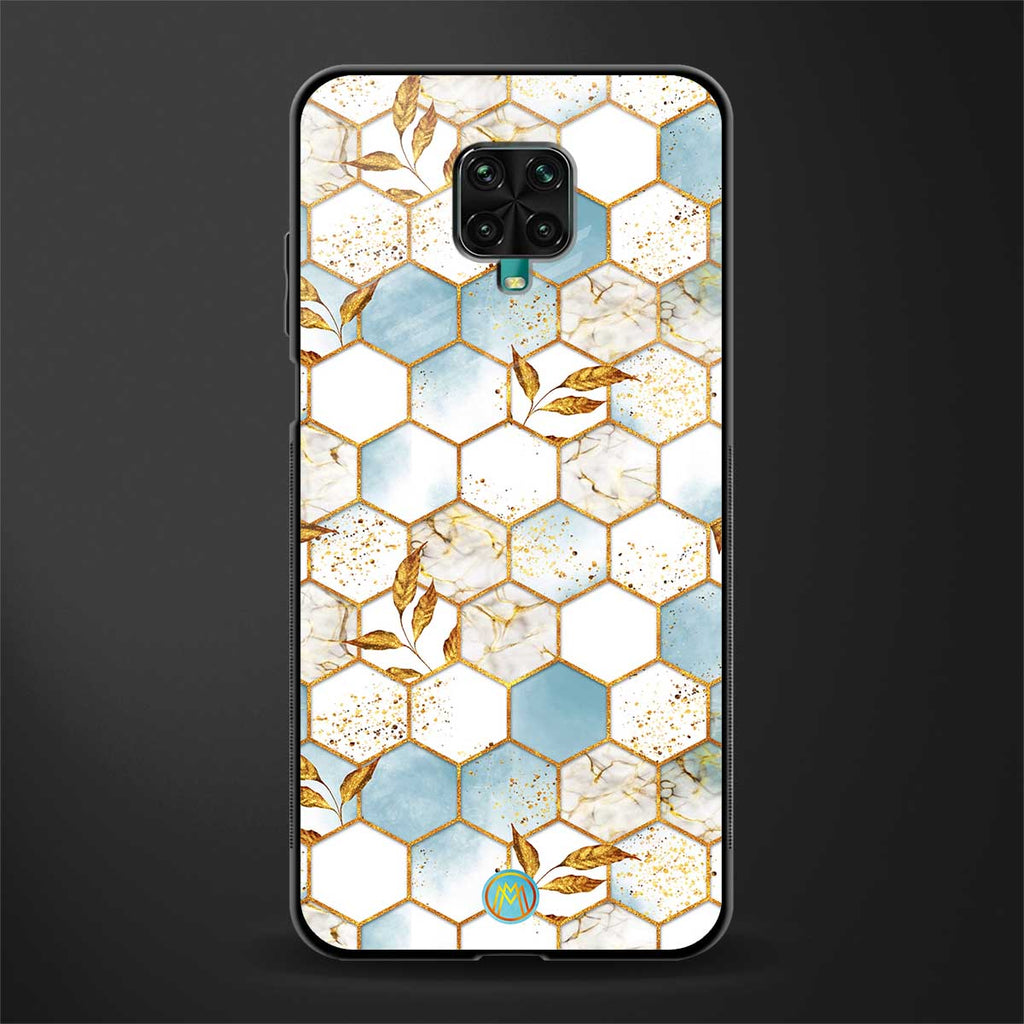 white marble tiles glass case for poco m2 pro image