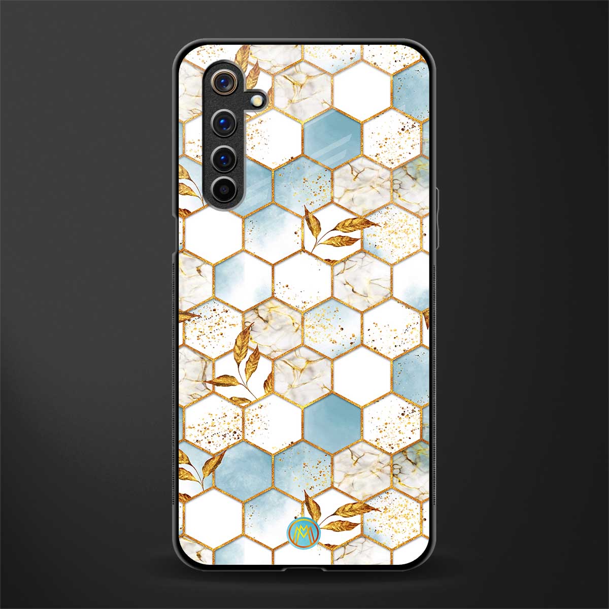 white marble tiles glass case for realme 6 image