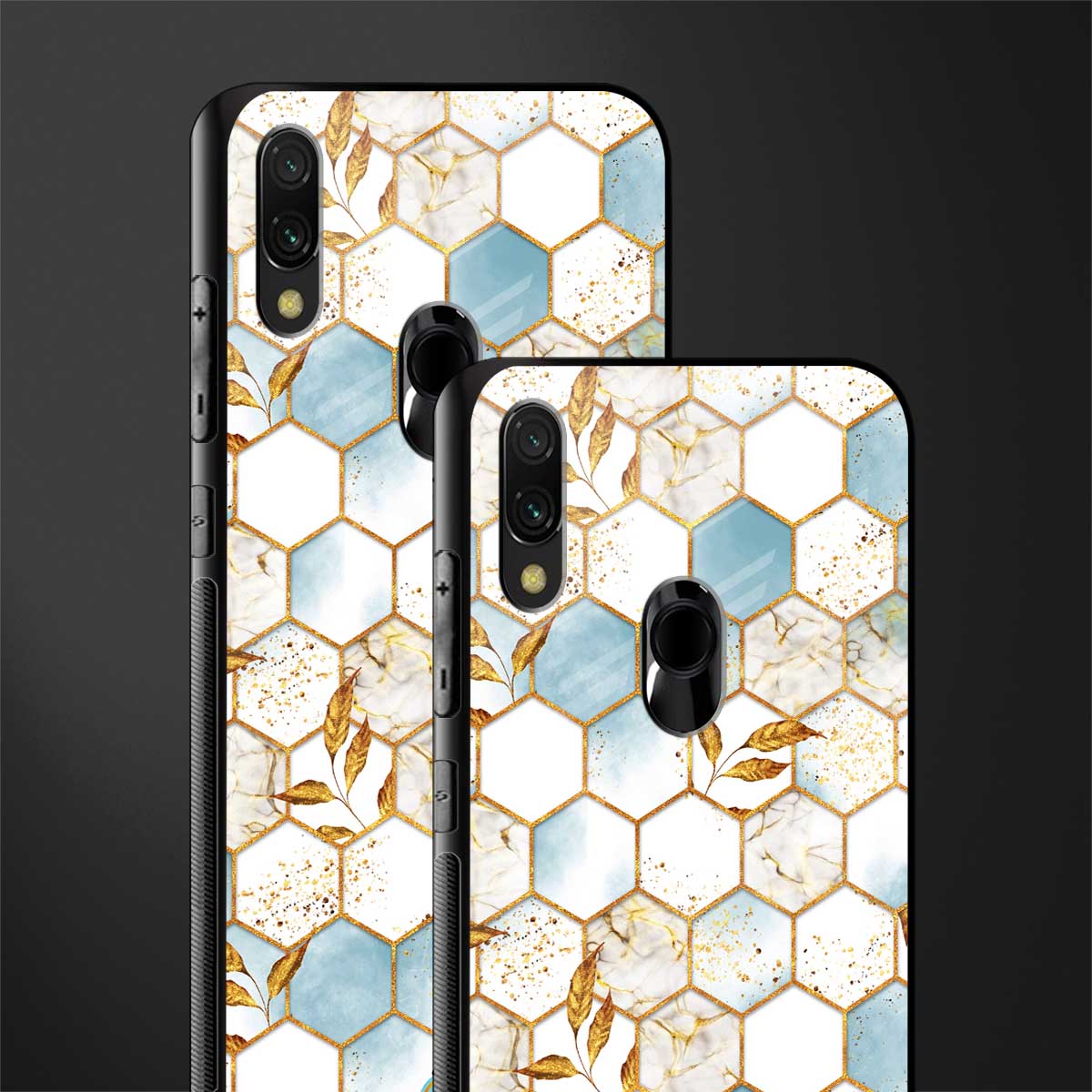white marble tiles glass case for redmi note 7 pro image-2