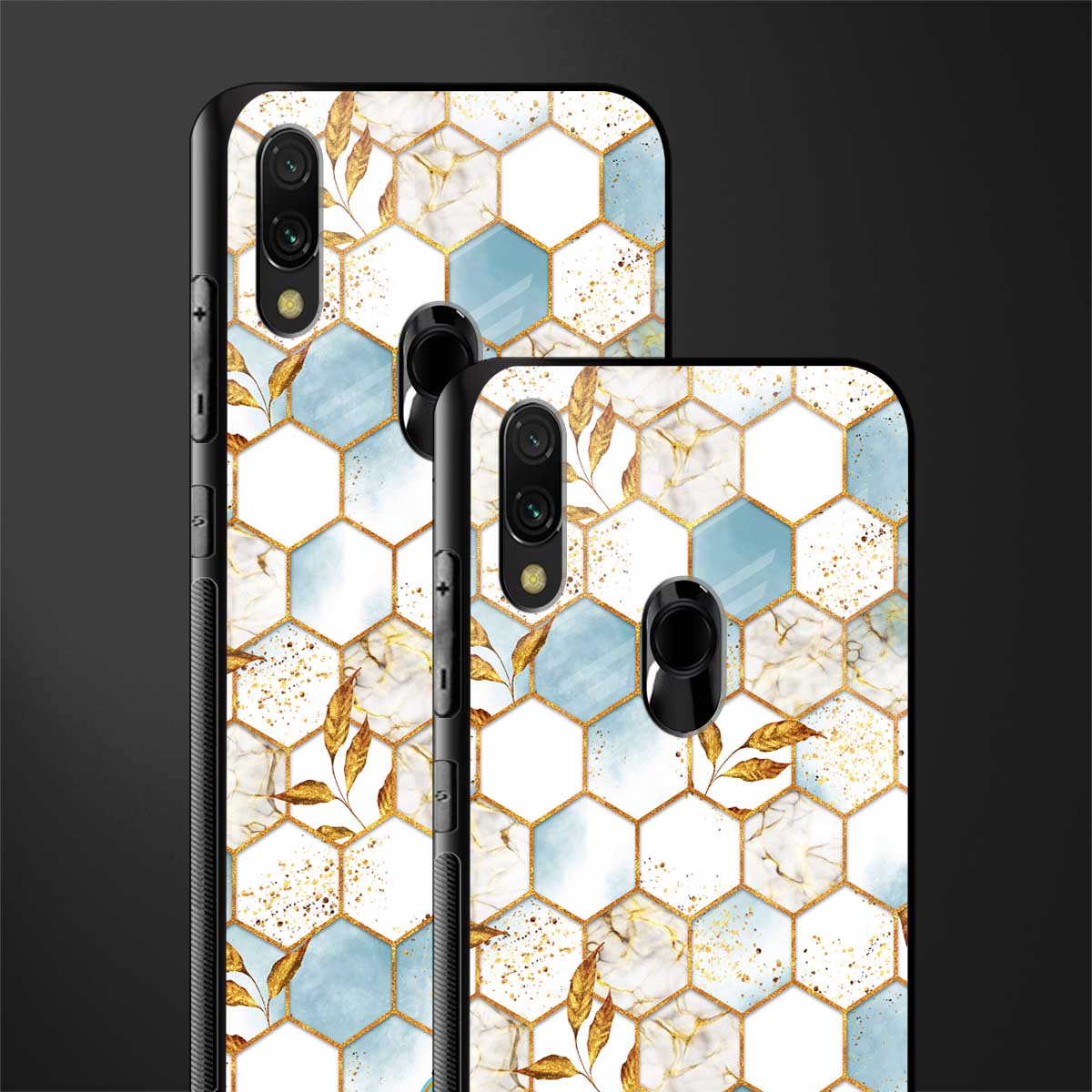 white marble tiles glass case for redmi 7redmi y3 image-2