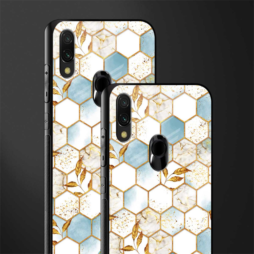 white marble tiles glass case for redmi note 7 image-2