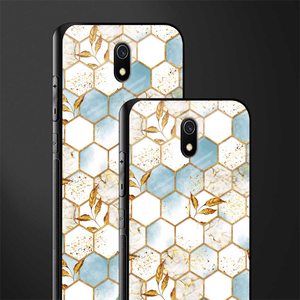 white marble tiles glass case for redmi 8a image-2