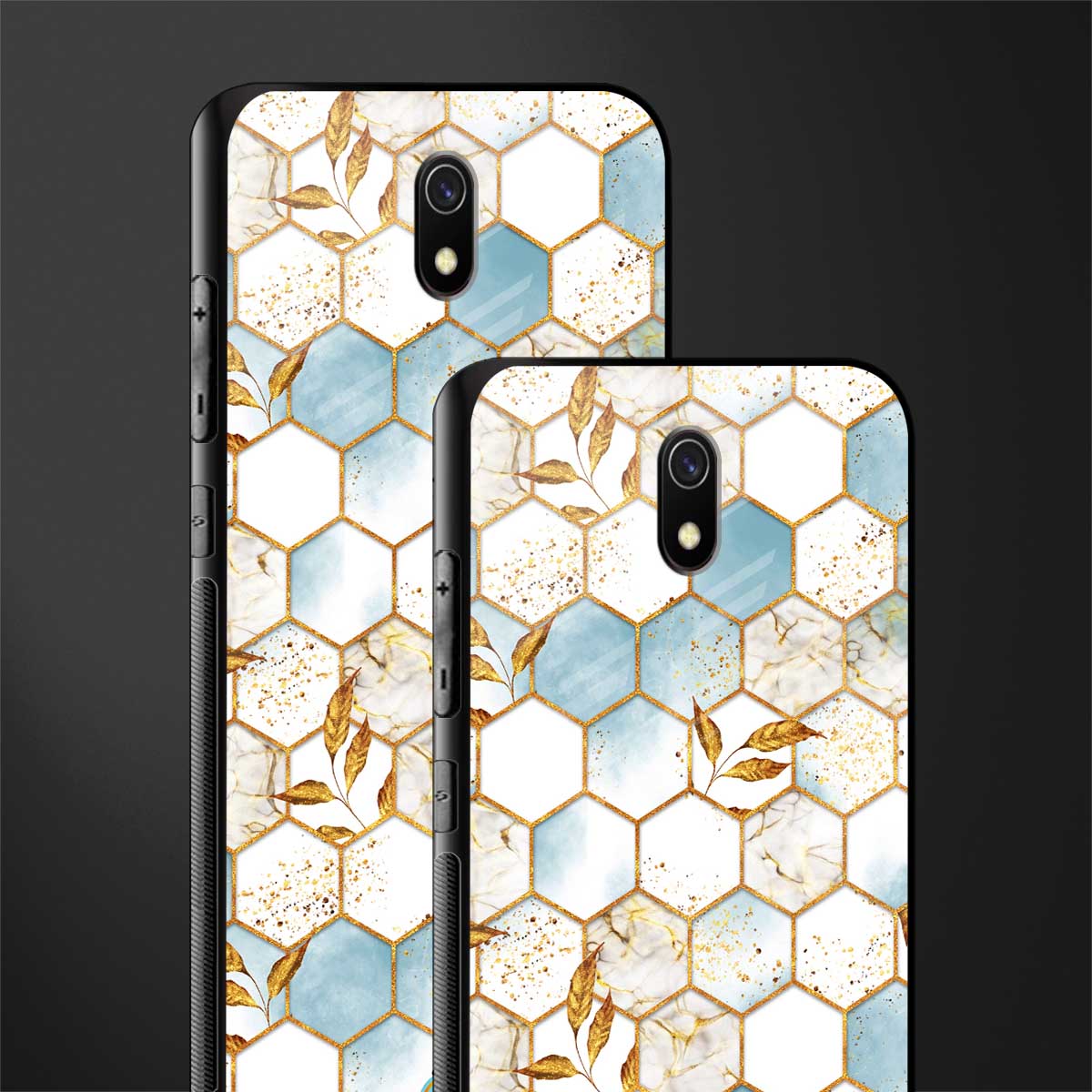 white marble tiles glass case for redmi 8a image-2
