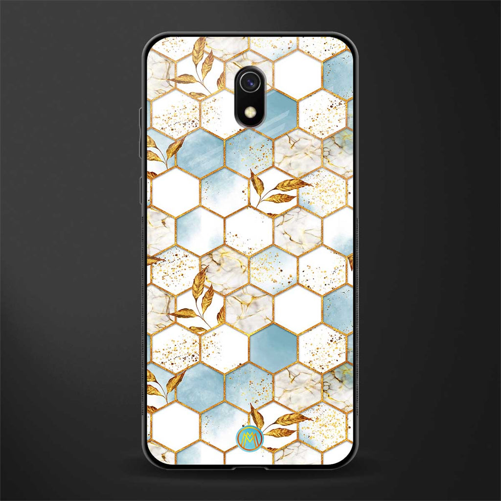 white marble tiles glass case for redmi 8a image