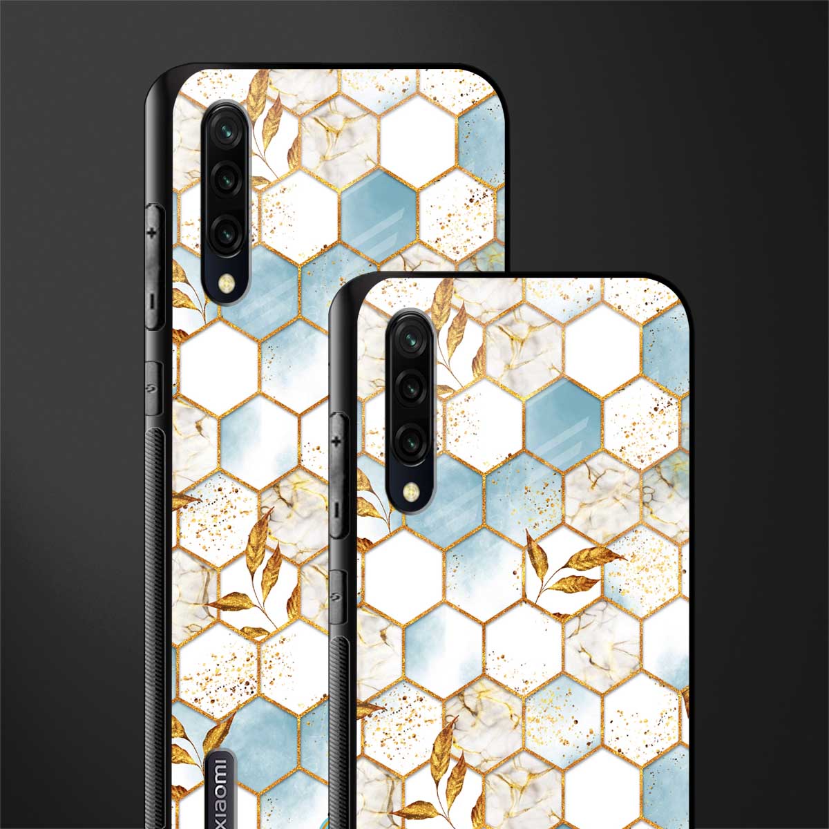 white marble tiles glass case for mi a3 redmi a3 image-2