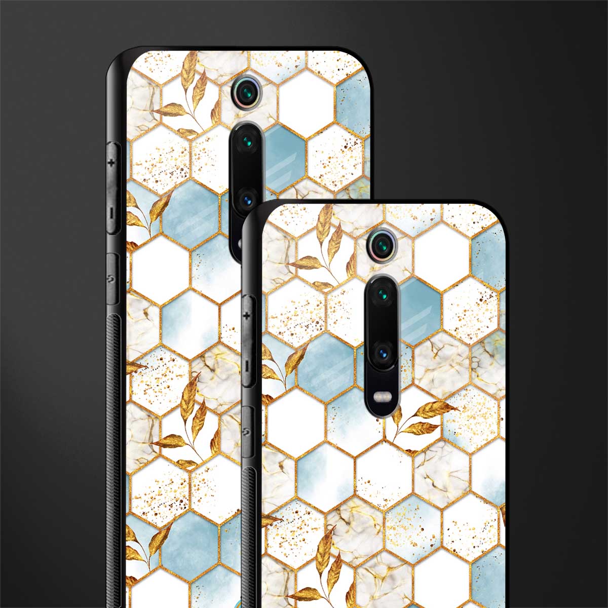 white marble tiles glass case for redmi k20 image-2