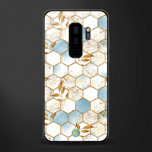 white marble tiles glass case for samsung galaxy s9 plus image