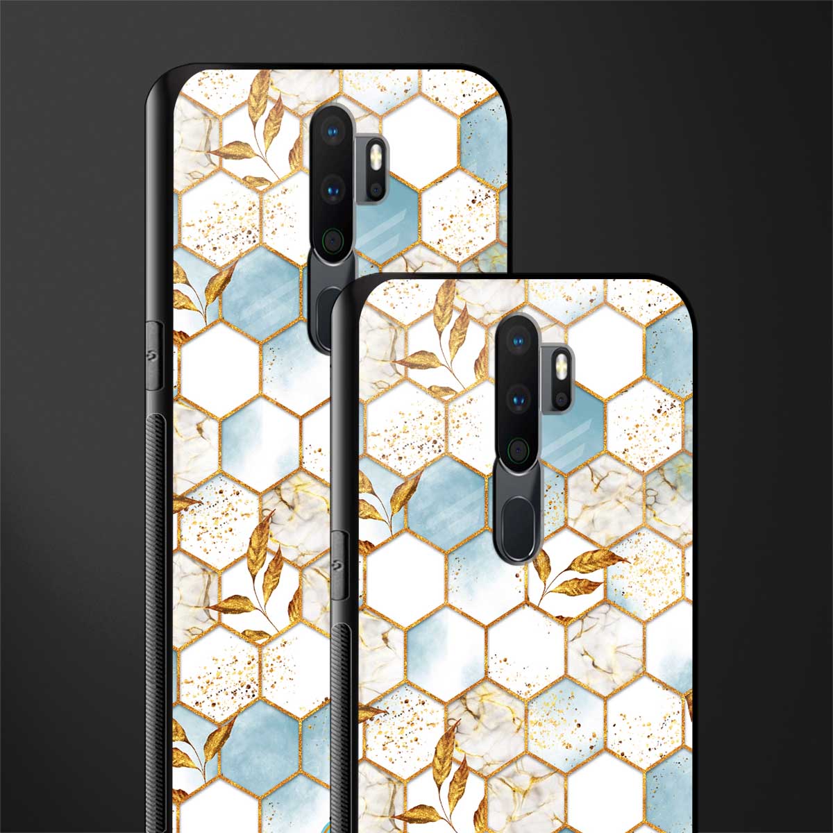 white marble tiles glass case for oppo a5 2020 image-2