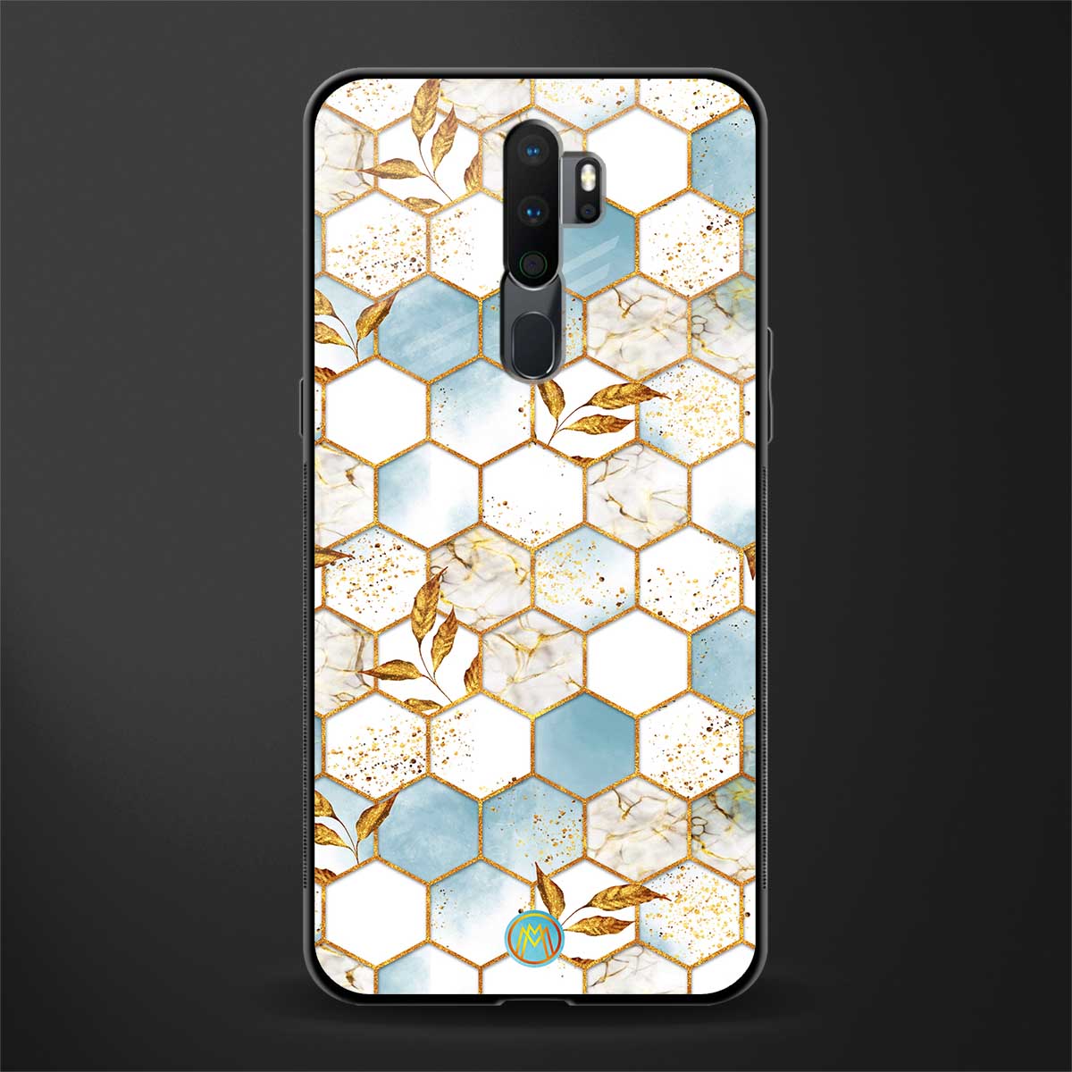 white marble tiles glass case for oppo a9 2020 image