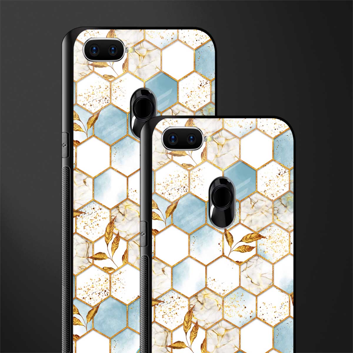 white marble tiles glass case for realme 2 pro image-2