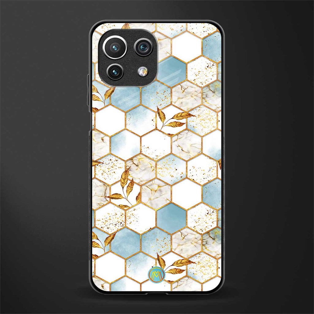 white marble tiles glass case for mi 11 lite image