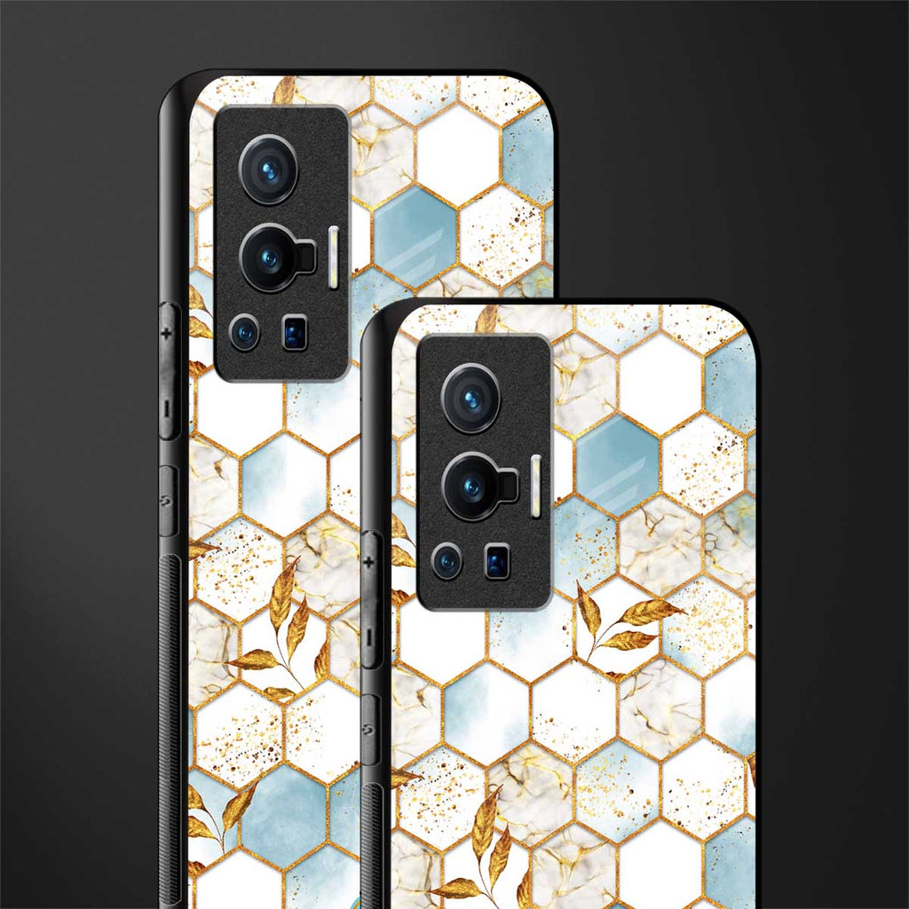 white marble tiles glass case for vivo x70 pro image-2