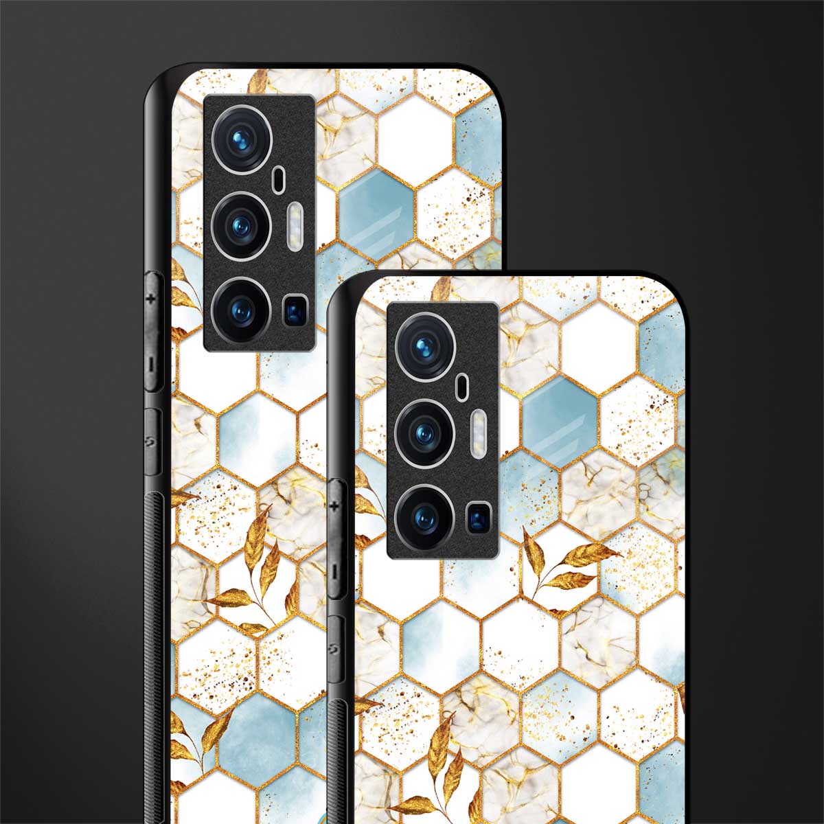 white marble tiles glass case for vivo x70 pro plus image-2