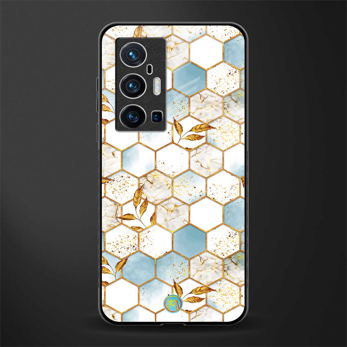 white marble tiles glass case for vivo x70 pro plus image