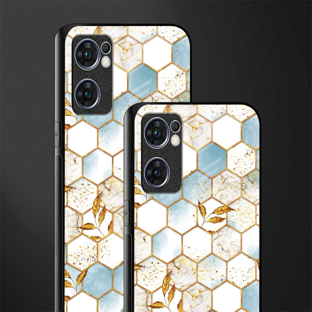 white marble tiles glass case for oppo reno7 5g image-2
