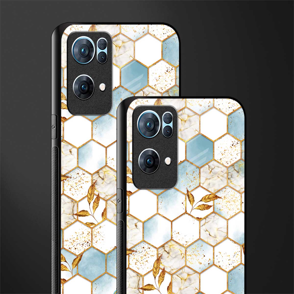 white marble tiles glass case for oppo reno7 pro 5g image-2