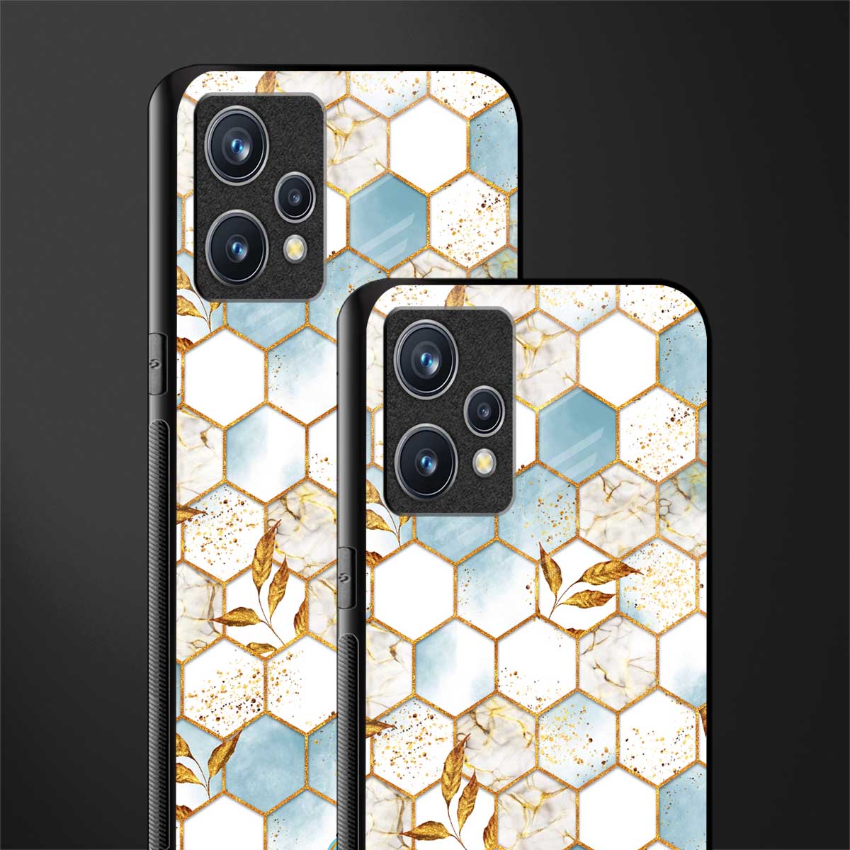 white marble tiles glass case for realme 9 pro plus 5g image-2