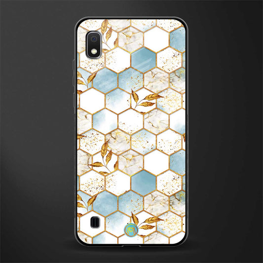 white marble tiles glass case for samsung galaxy a10 image