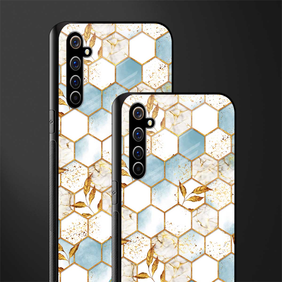 white marble tiles glass case for realme x50 pro image-2
