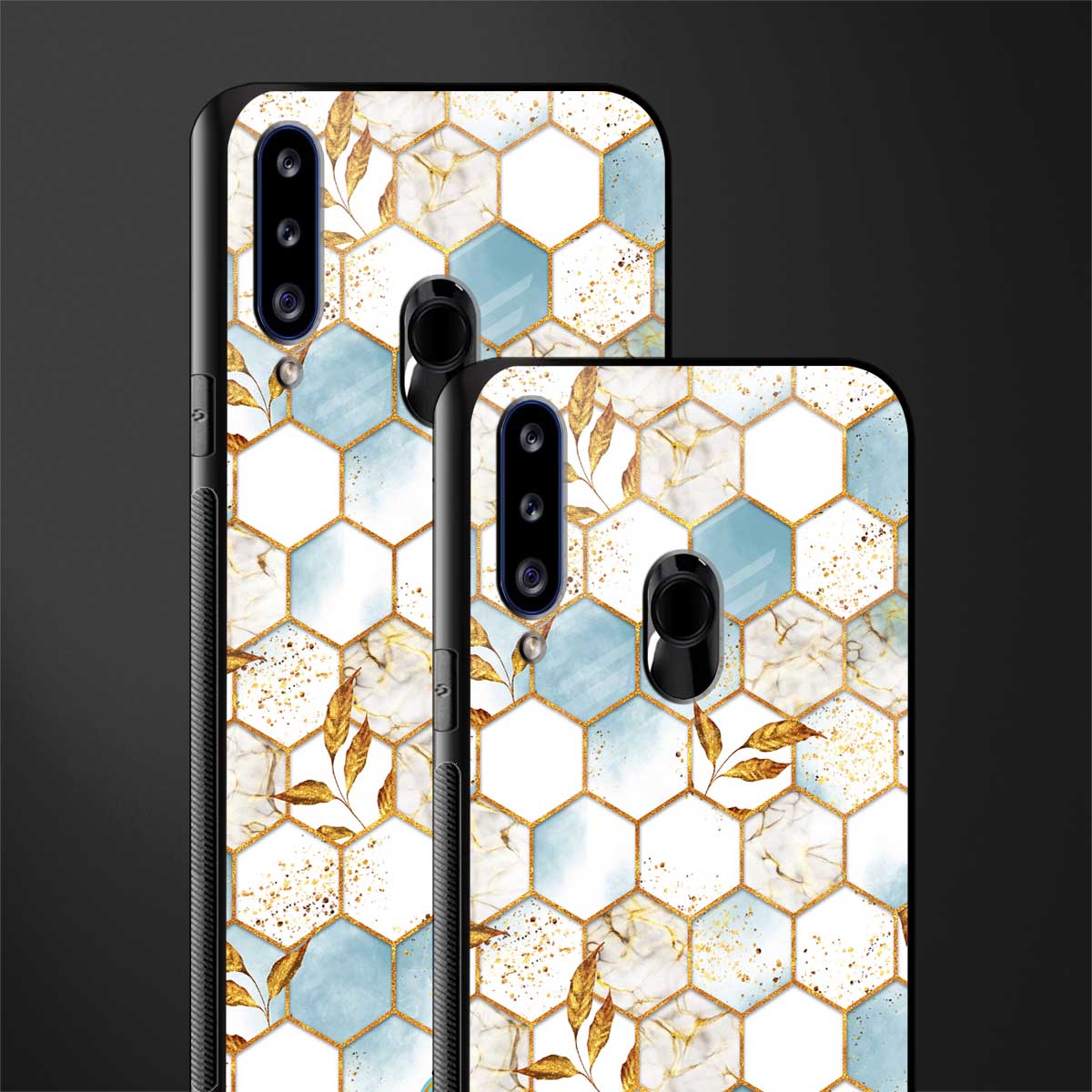 white marble tiles glass case for samsung galaxy a20s image-2