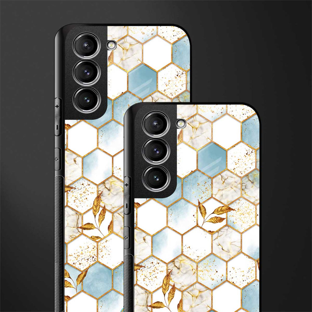 white marble tiles glass case for samsung galaxy s21 fe 5g image-2