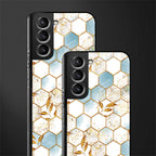 white marble tiles glass case for samsung galaxy s21 fe 5g image-2