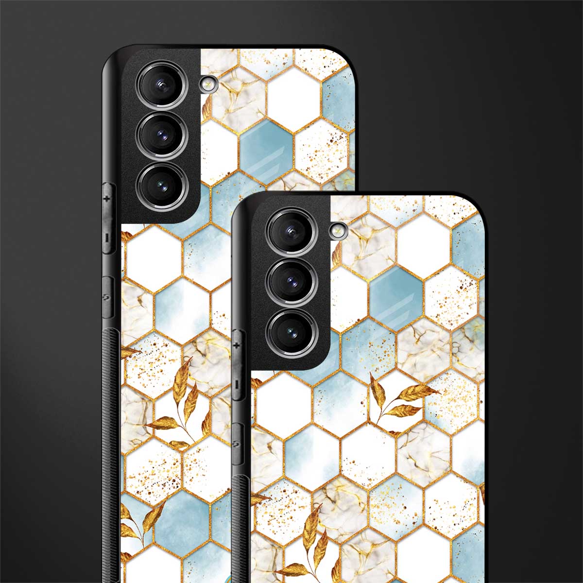 white marble tiles glass case for samsung galaxy s22 5g image-2