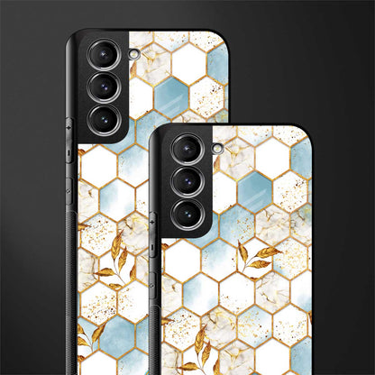 white marble tiles glass case for samsung galaxy s22 plus 5g image-2