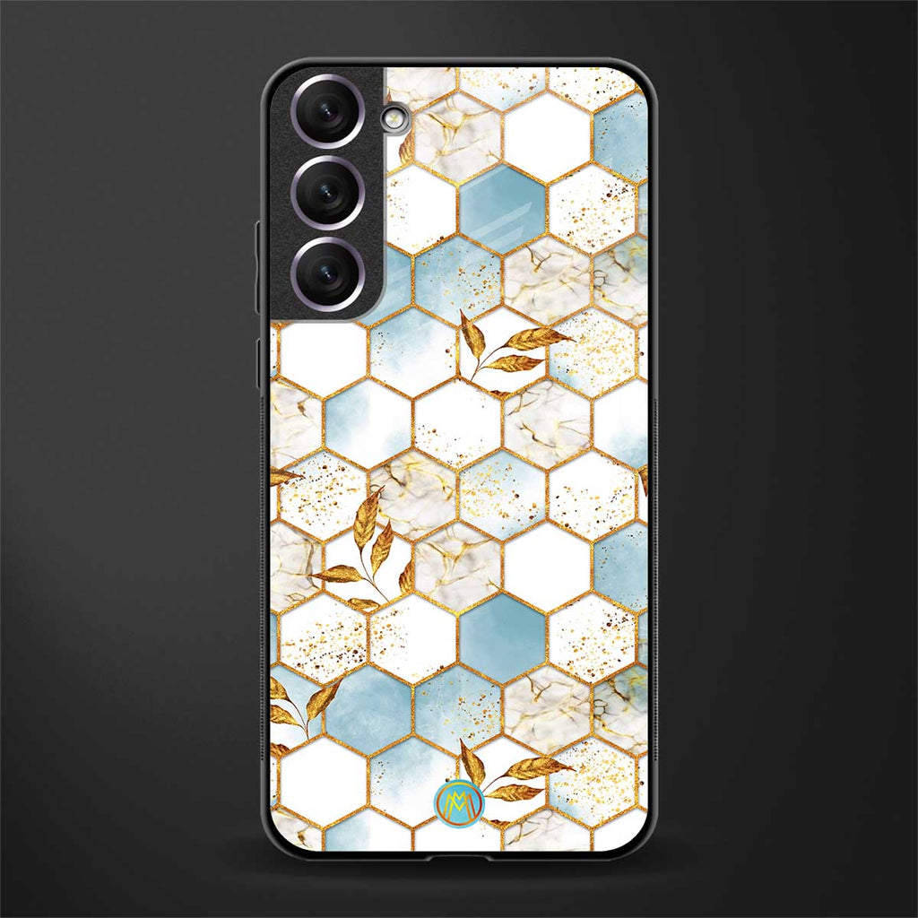 white marble tiles glass case for samsung galaxy s21 fe 5g image