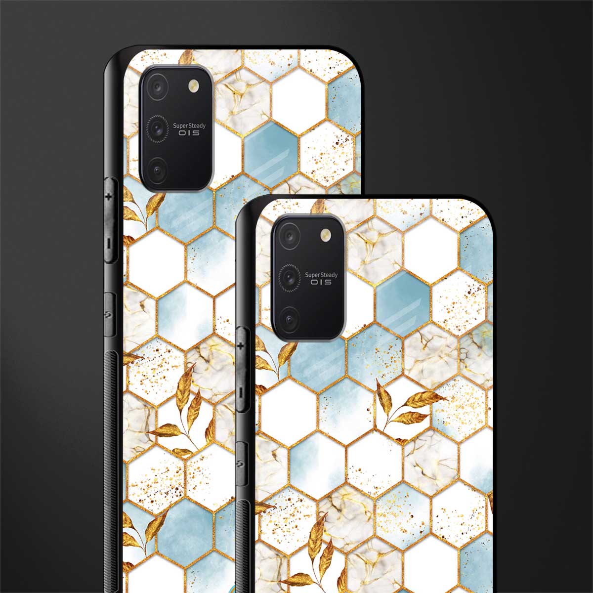 white marble tiles glass case for samsung galaxy s10 lite image-2