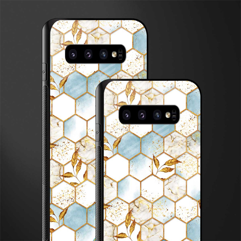 white marble tiles glass case for samsung galaxy s10 image-2