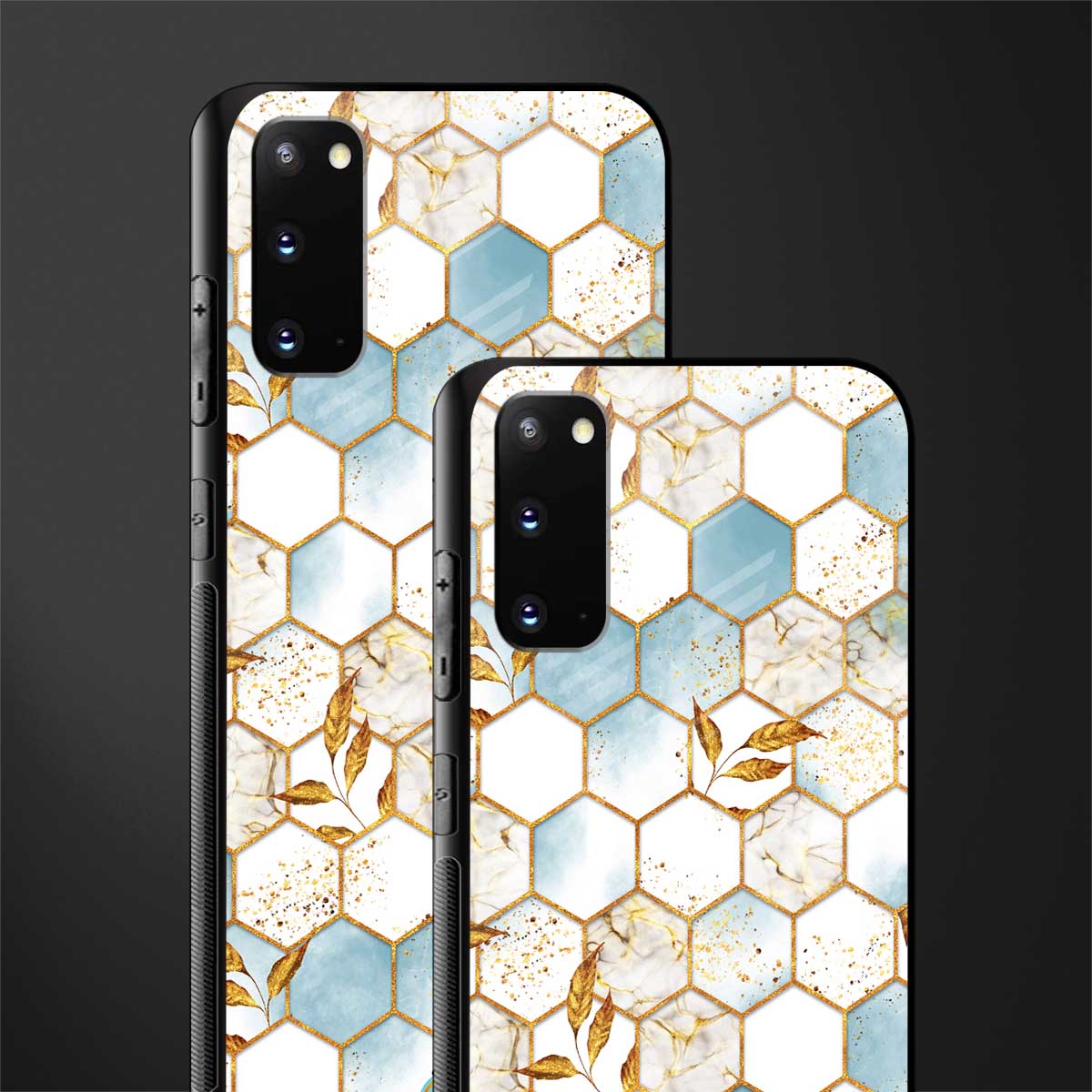 white marble tiles glass case for samsung galaxy s20 image-2