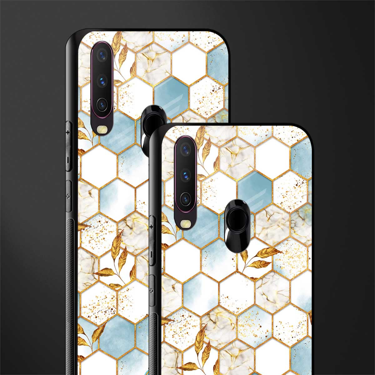 white marble tiles glass case for vivo y15 image-2