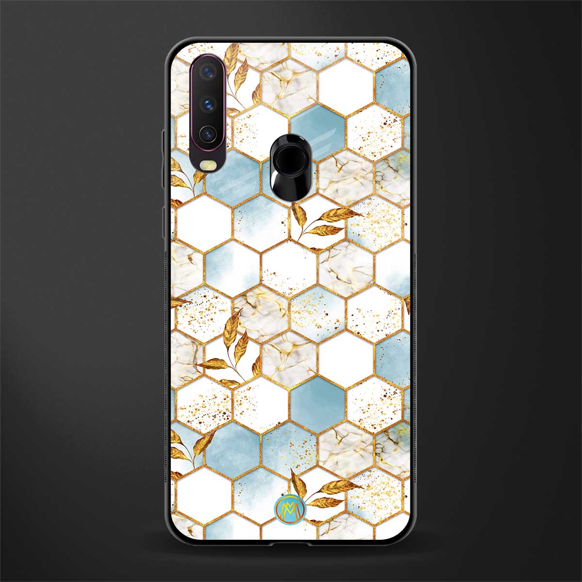 white marble tiles glass case for vivo y15 image