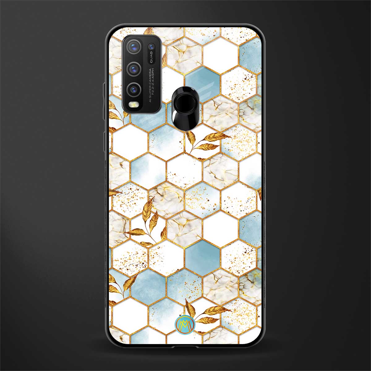 white marble tiles glass case for vivo y30 image