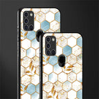 white marble tiles glass case for samsung galaxy a21s image-2