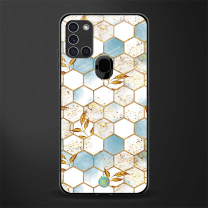 white marble tiles glass case for samsung galaxy a21s image
