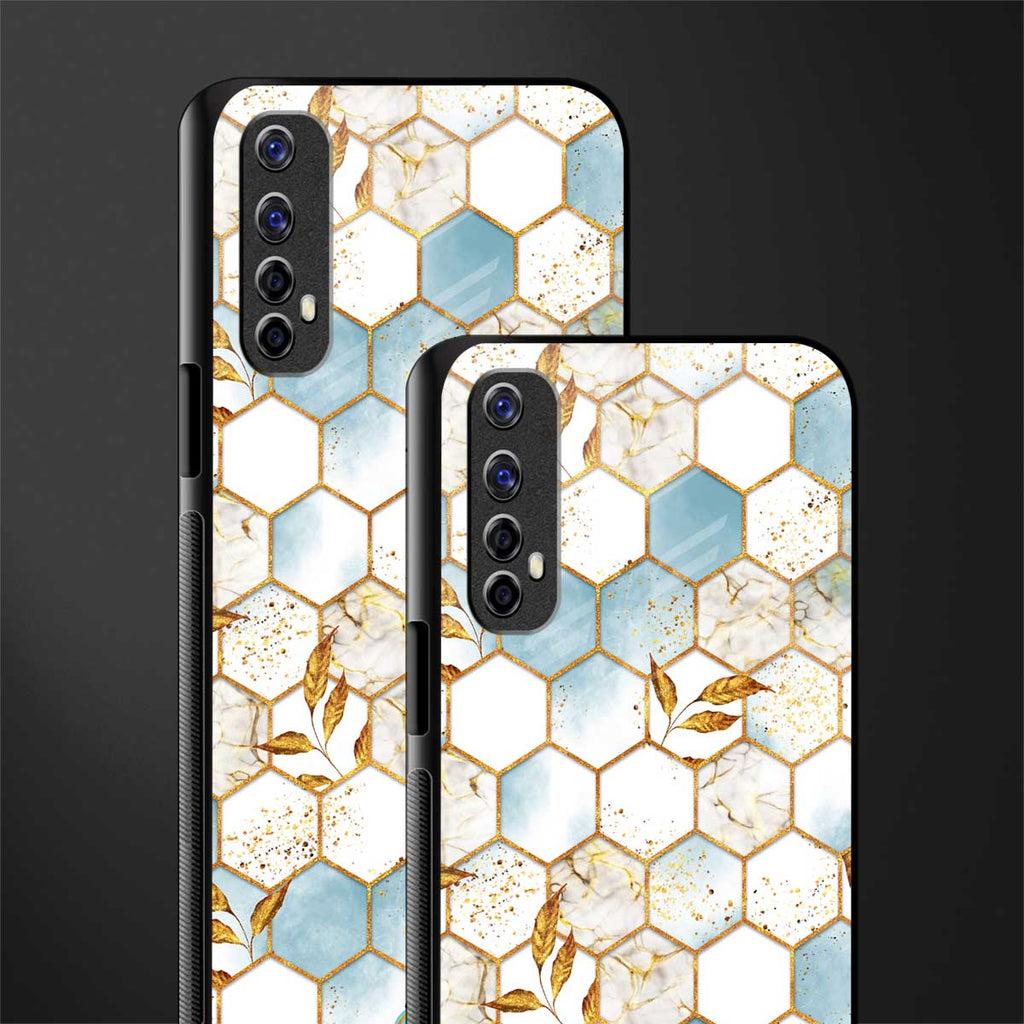 white marble tiles glass case for realme 7 image-2