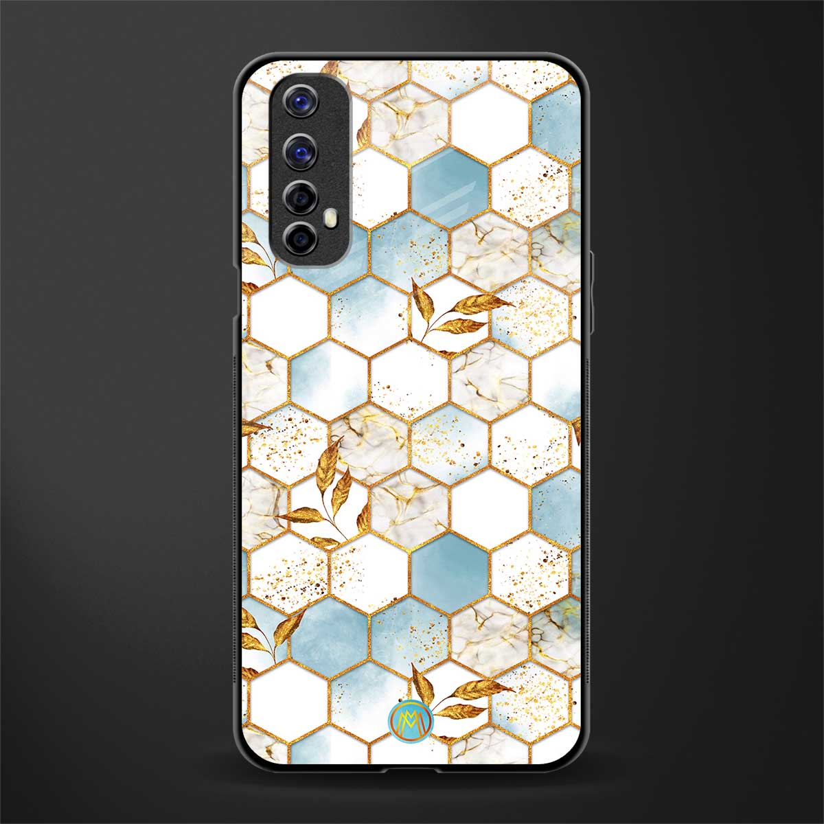 white marble tiles glass case for realme 7 image