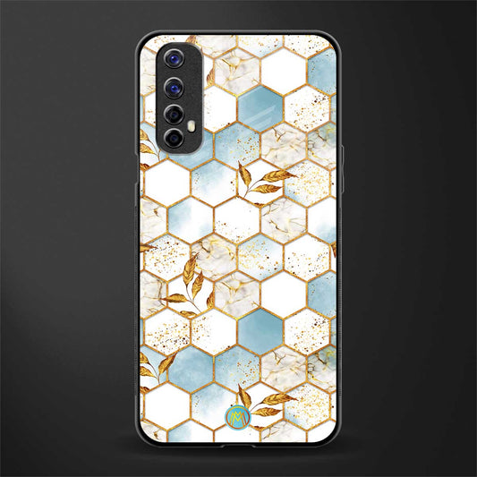 white marble tiles glass case for realme 7 image
