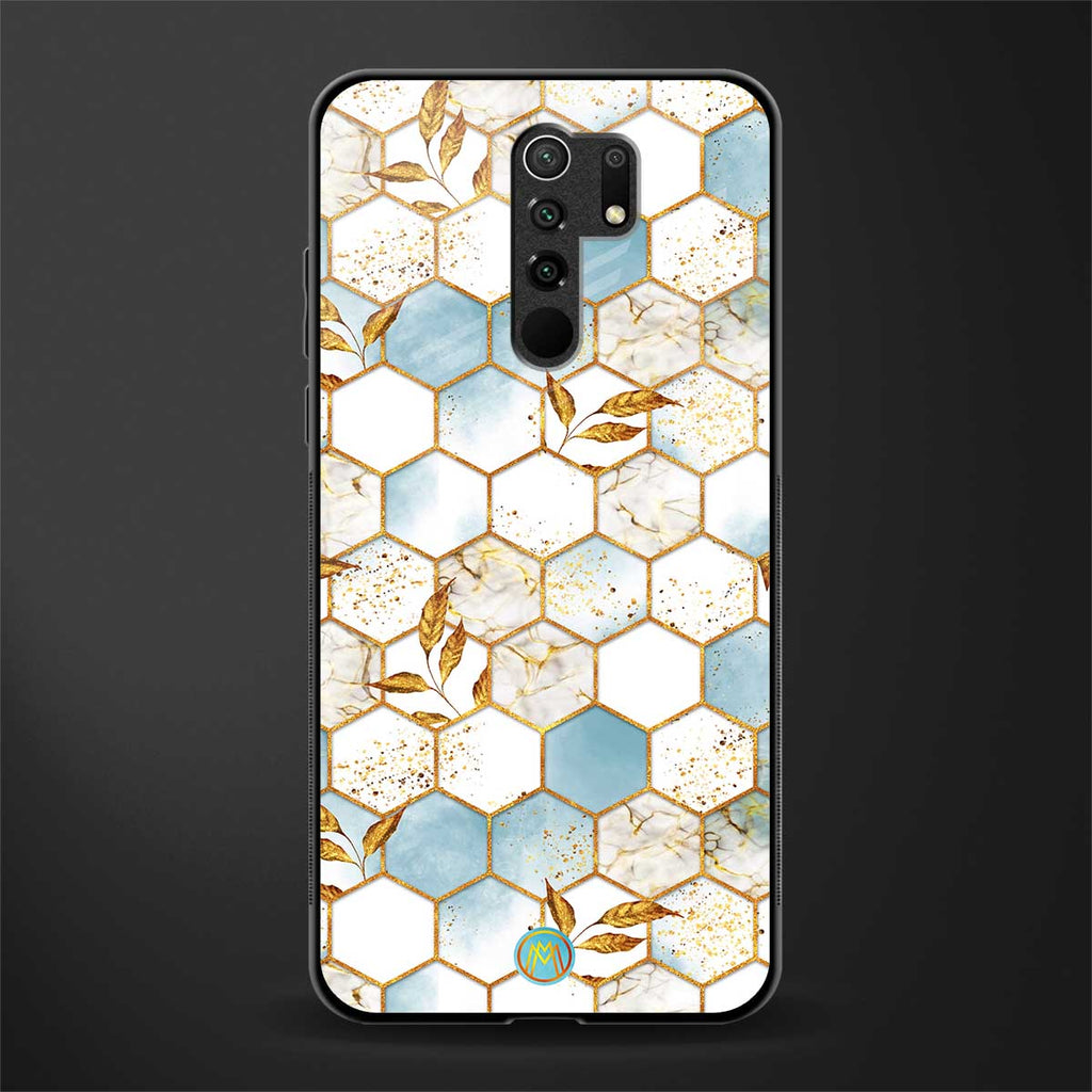 white marble tiles glass case for redmi 9 prime image