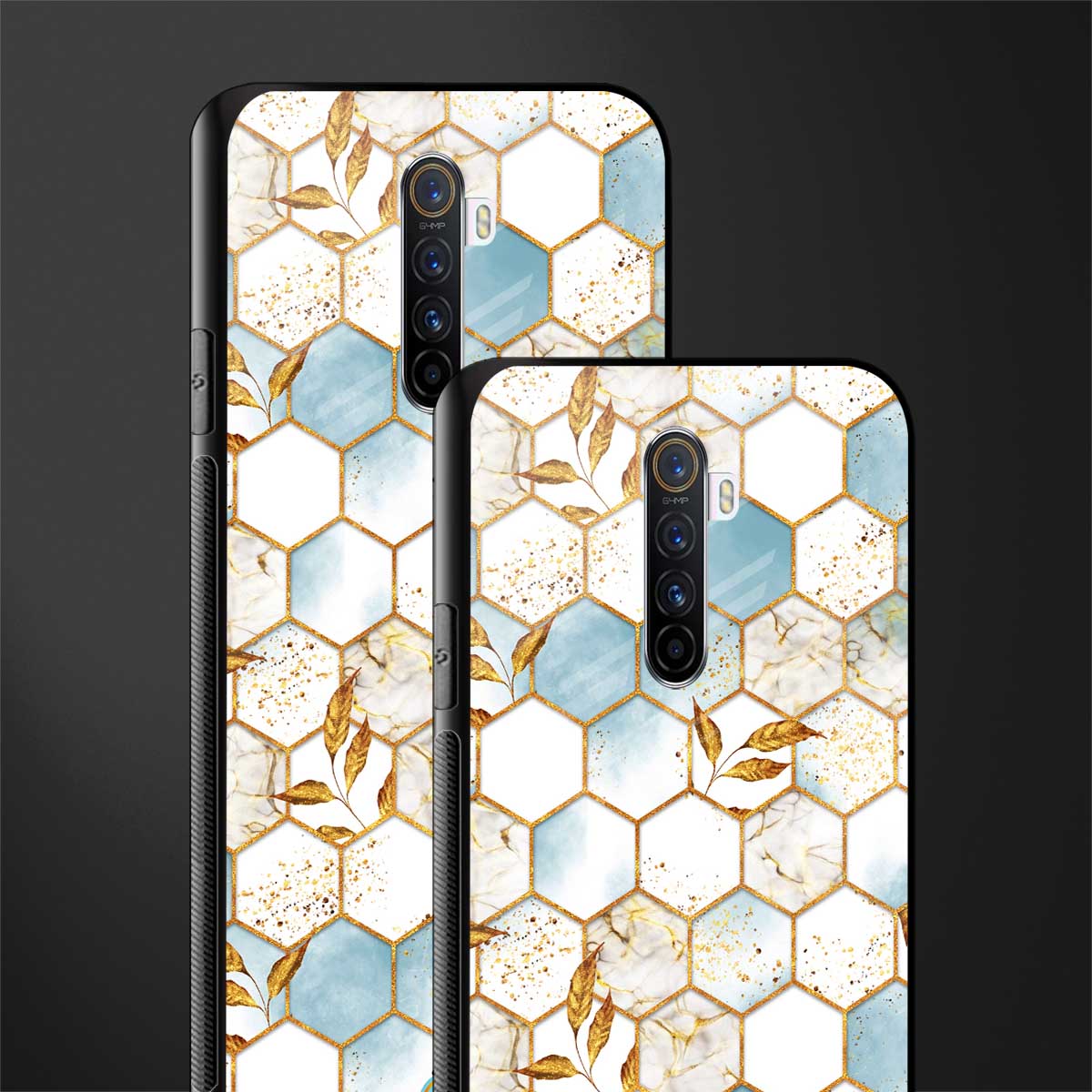 white marble tiles glass case for realme x2 pro image-2