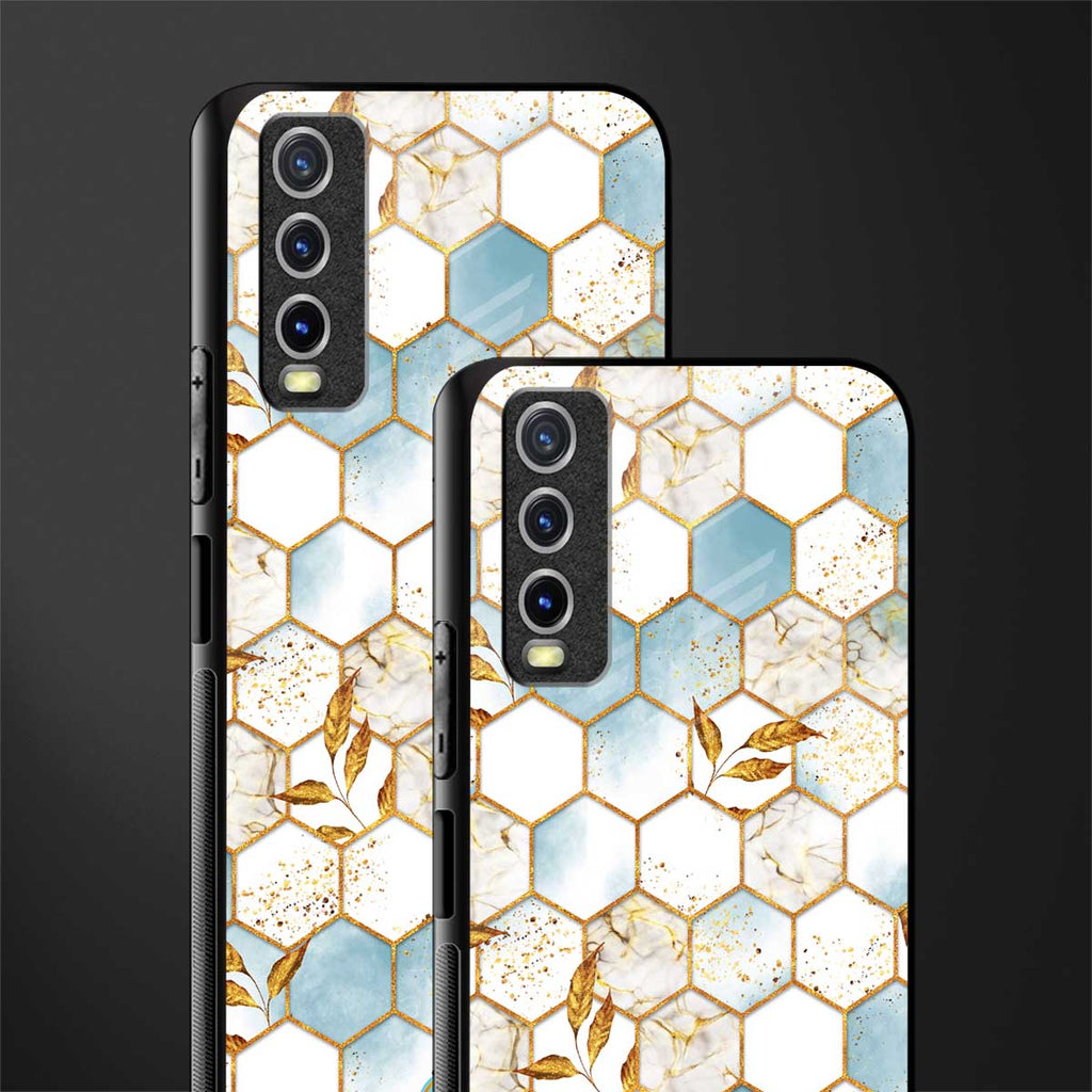 white marble tiles glass case for vivo y20i vivo y20t image-2