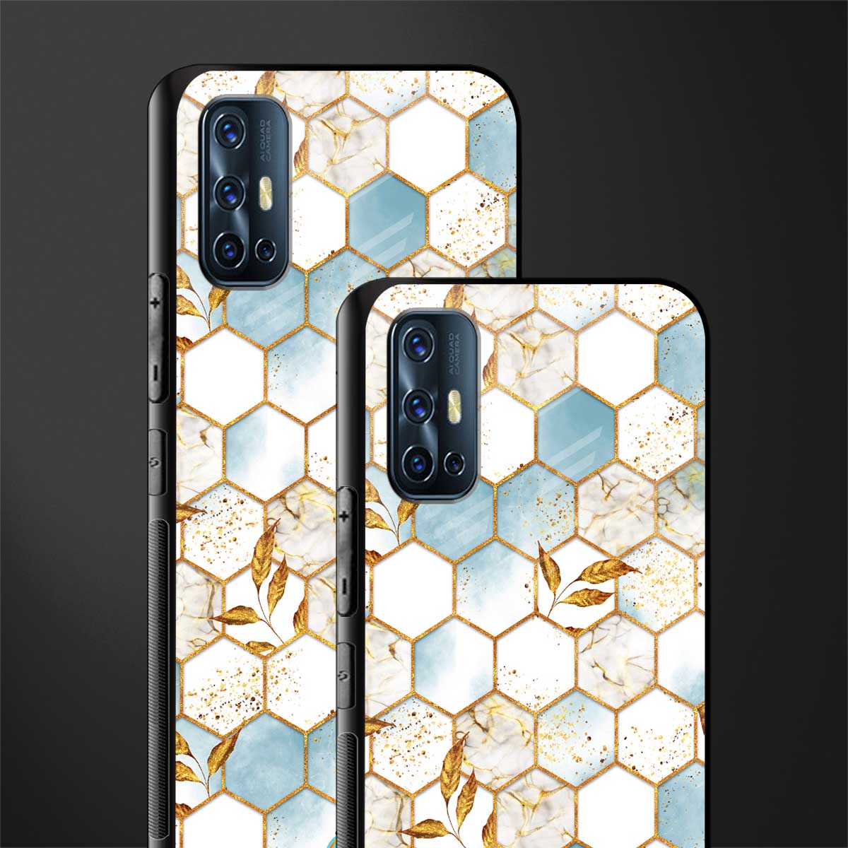 white marble tiles glass case for vivo v17 image-2