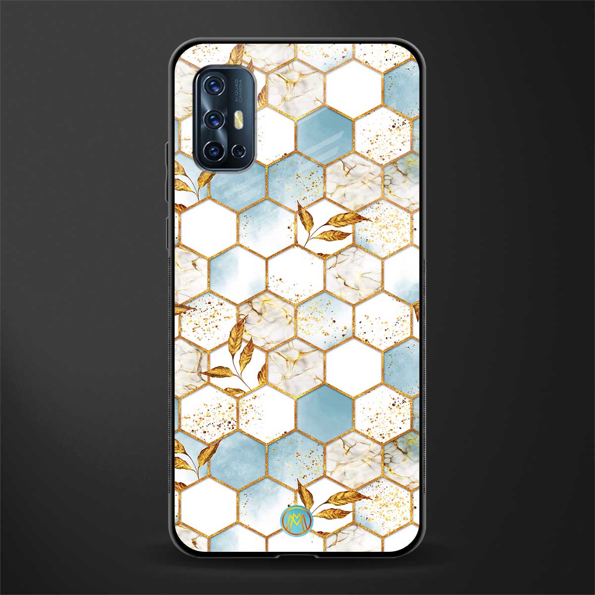 white marble tiles glass case for vivo v17 image