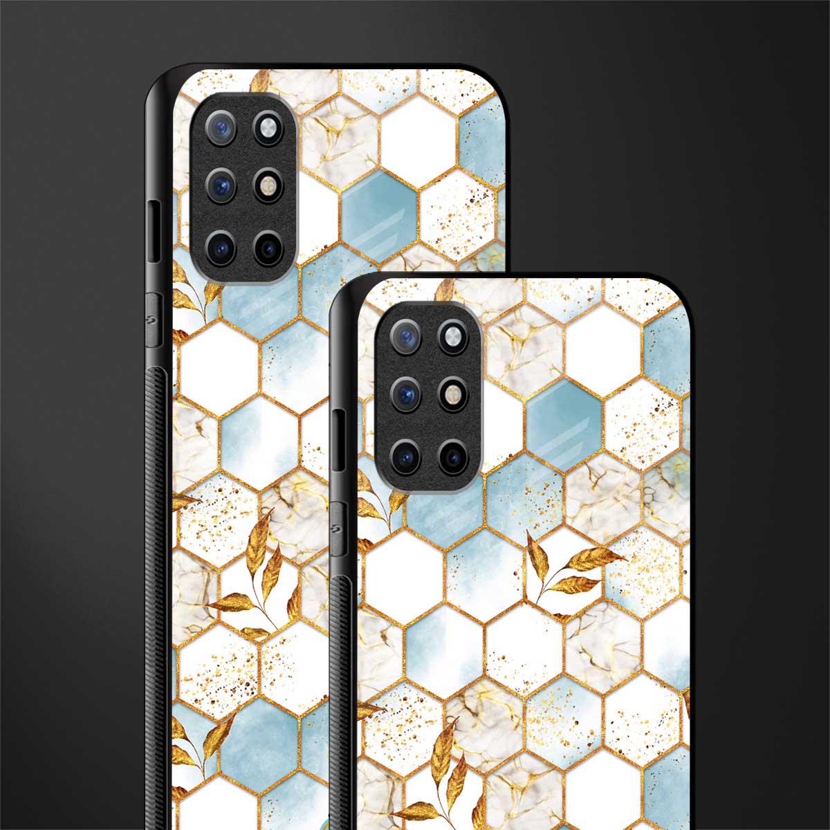 white marble tiles glass case for oneplus 8t image-2