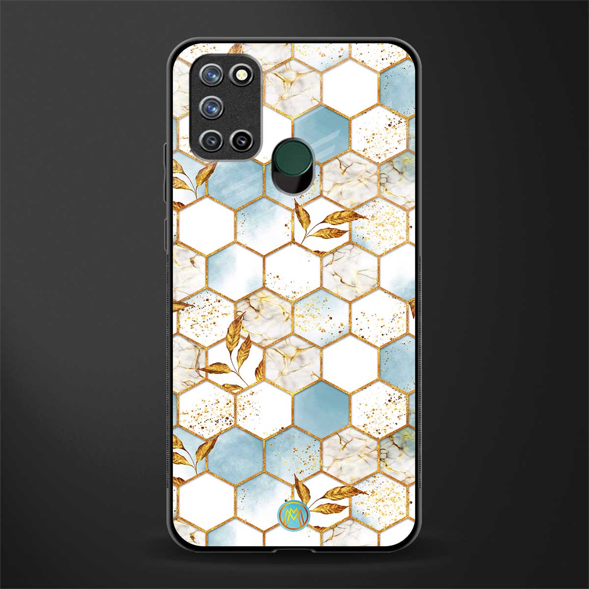 white marble tiles glass case for realme 7i image