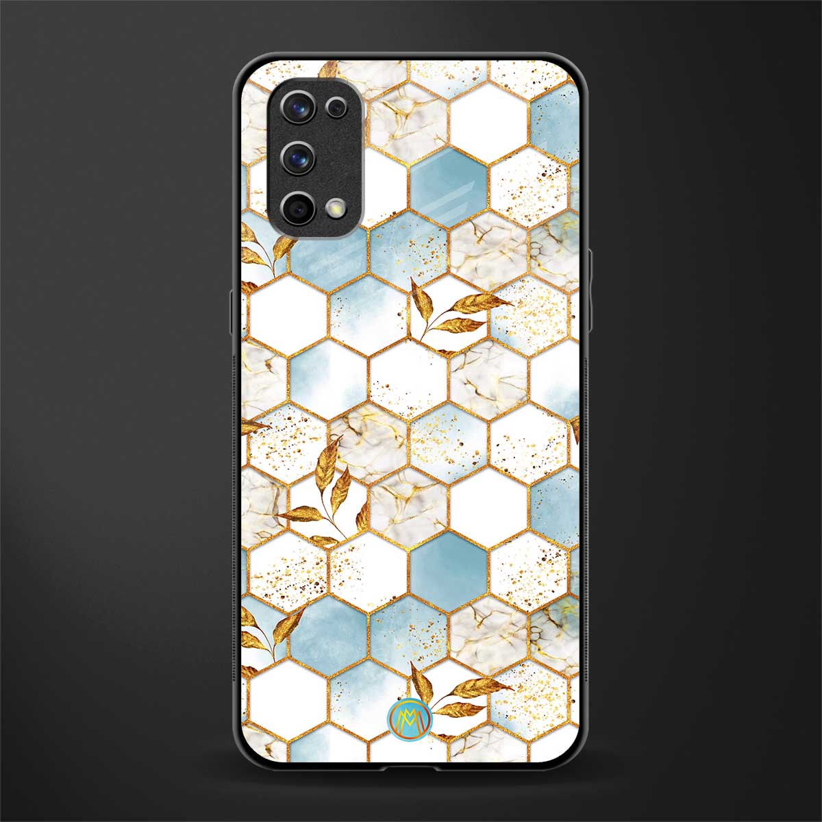 white marble tiles glass case for realme 7 pro image