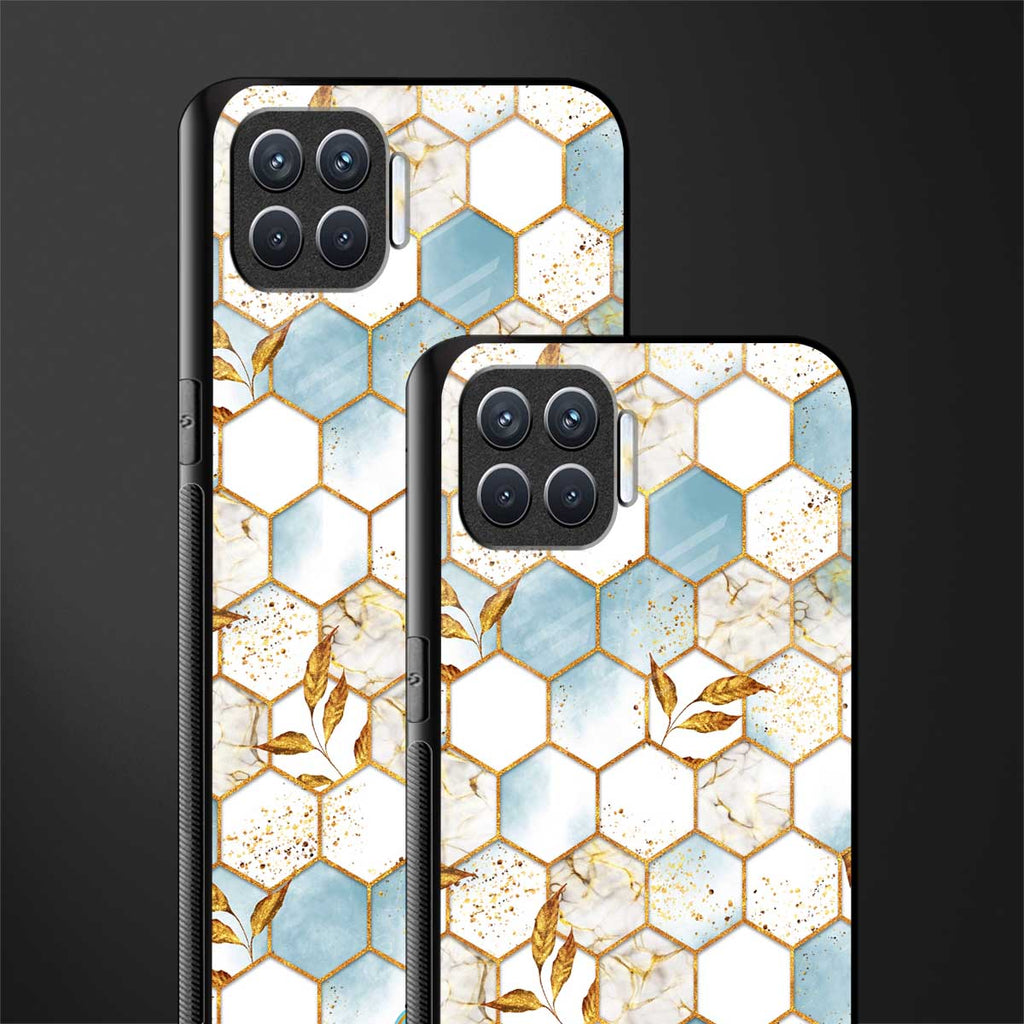 white marble tiles glass case for oppo f17 image-2